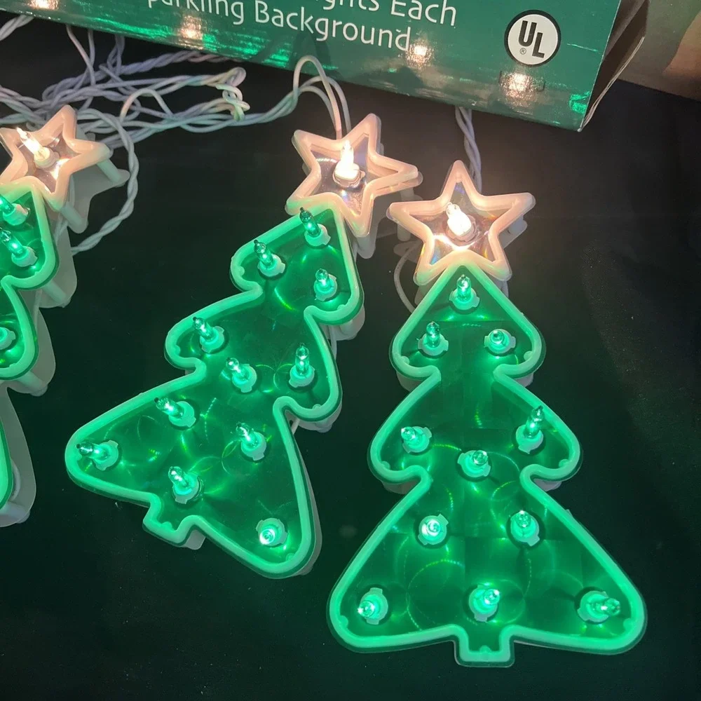 Vintage -‎ 4- Lighted Holographic Christmas Tree String Lights - 8